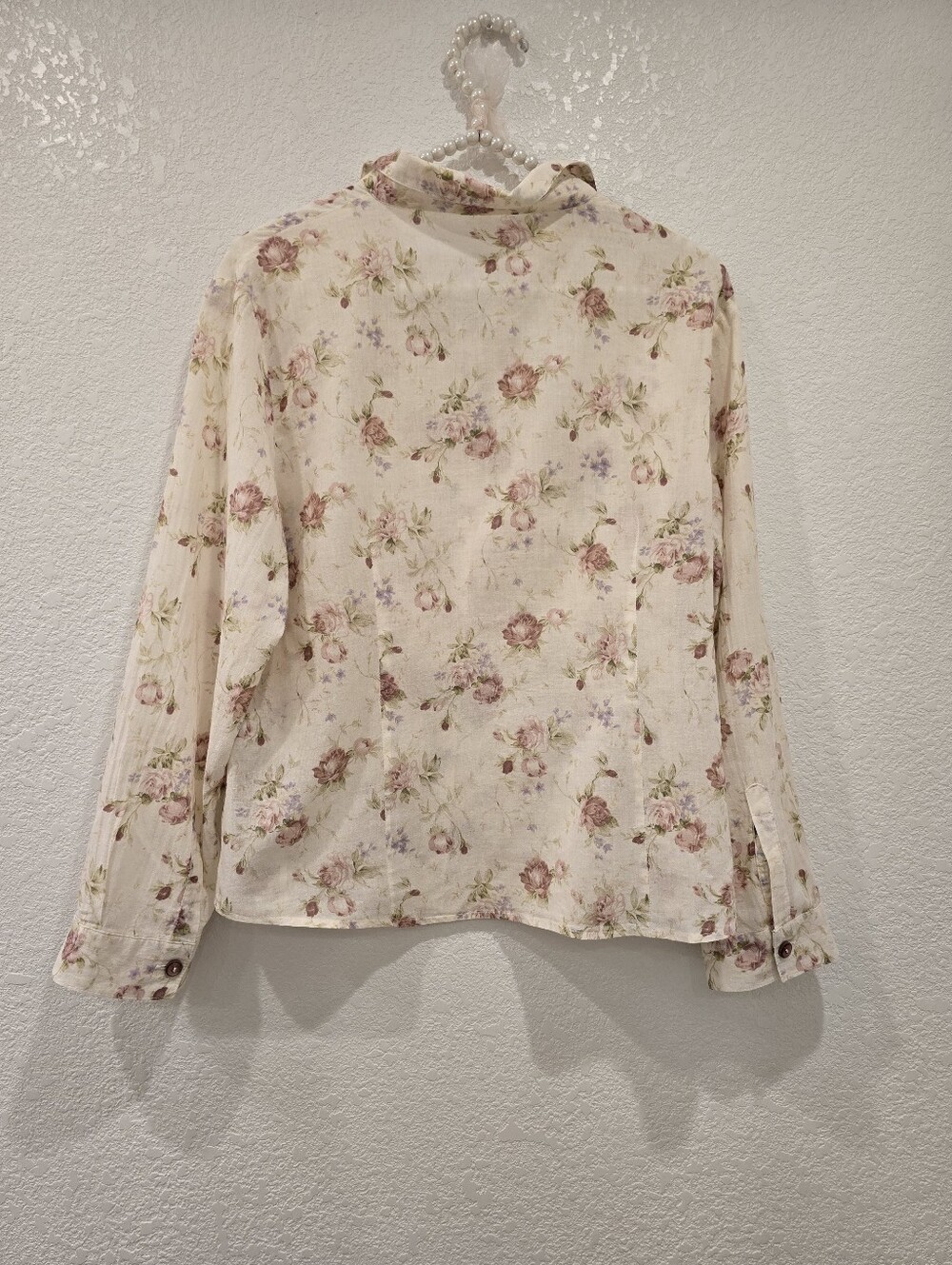Vintage long-sleeve button-up shirt floral print Cotton XL - Picture 2 of 10